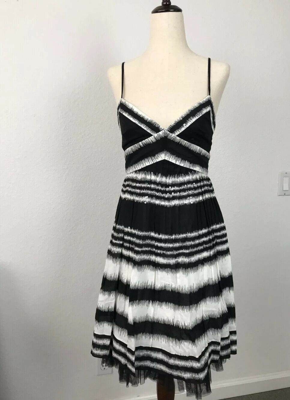 BCBGMaxAzria Pleated Tank Dress Sequin Tulle